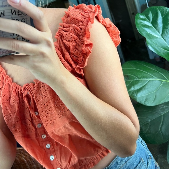 NWT Free People Eyelet You A Lot Crop Orange - Picture 5 of 10